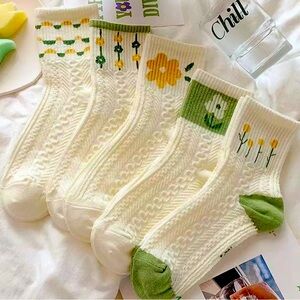 Women's Flower Cotton Socks, 5 Pairs.